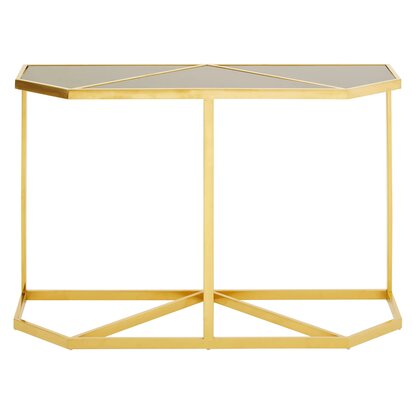 Theoisford Black Tempered Glass Console Table