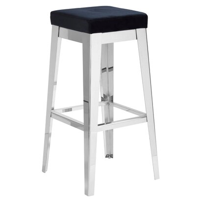 Theoisford Silver and Black Velvet Bar Stool