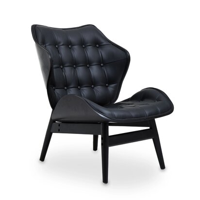 Vinsi Dark Grey Velvet Chair with Winged Back