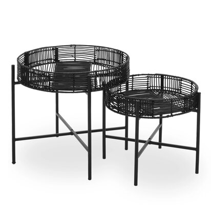 Batu Large Black Rattan Wall Shelf
