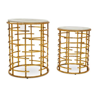 Rabia Set Of 2 Diamond Pattern Side Table