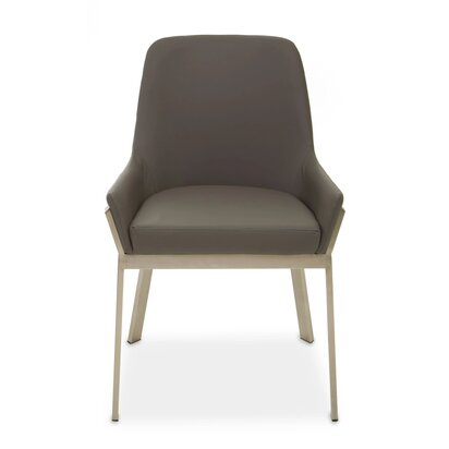 Gilden Grey Leather Effect Dining Chair with Gold Tip Legs