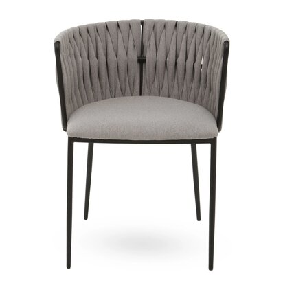 Gilden White Fabric and Brown Faux Leather Dining Chair