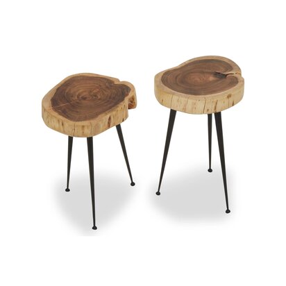 Nandri Acacia Wood and Antique Brass Bar Stool