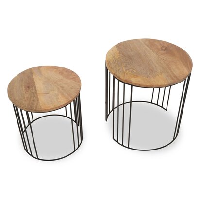 Nandri Acacia Wood with Black Frame Bar Stool