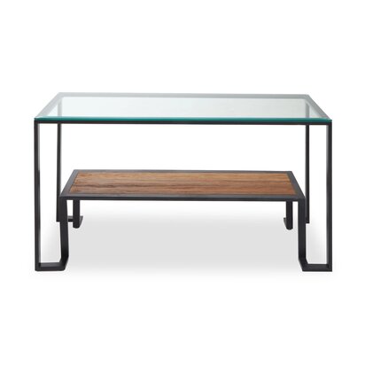 Cibo Hexagon Glass Coffee Table with Black Frame