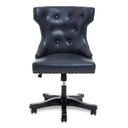 Washington Black Fabric Home Office Chair with Wooden Base