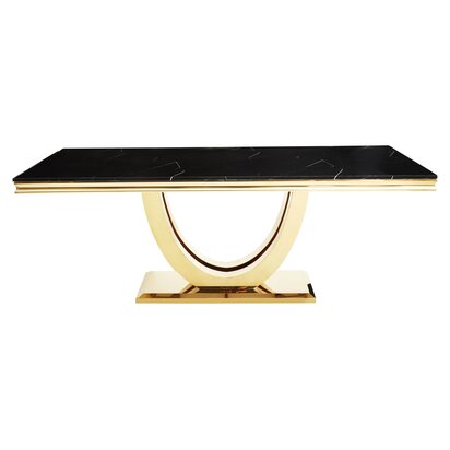 Moda Ivory White Faux Marble Coffee Table With Gold Finished Frame