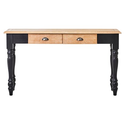 Cebu Black Side Table with Rattan Drawer