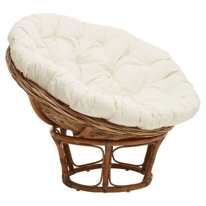 Java Grey And White Natural Rattan Curved Chair