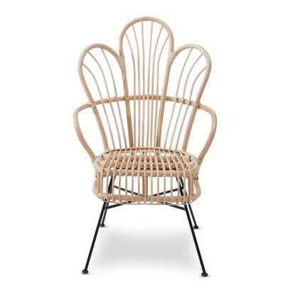 Java Grey And White Natural Rattan Curved Chair