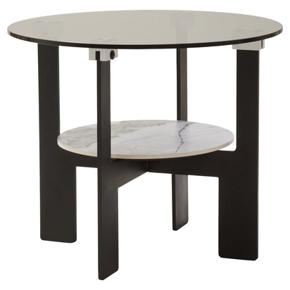 Oria Black Glass and Marble Base Side Table