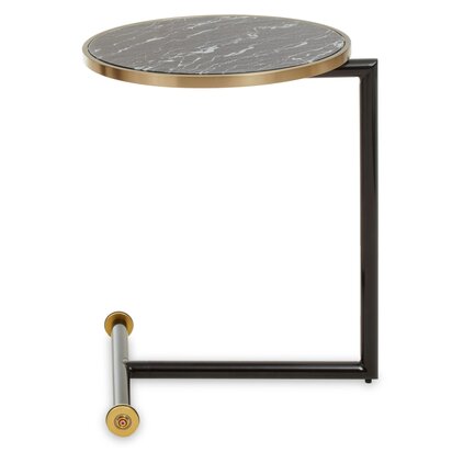 Varana Nest Of Two Half Moon Black Marble Top Tables