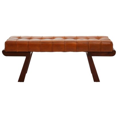 Hoxton Brown Leather Rectangle Chesterfield Ottoman