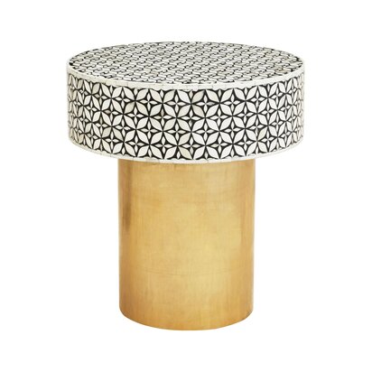 Amira Black Marble Top Copper Base Side Table.