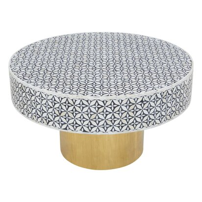 Amira Black Marble Top Copper Base Side Table.