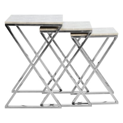Amira Blue Enamel Nest Of Two Tables.