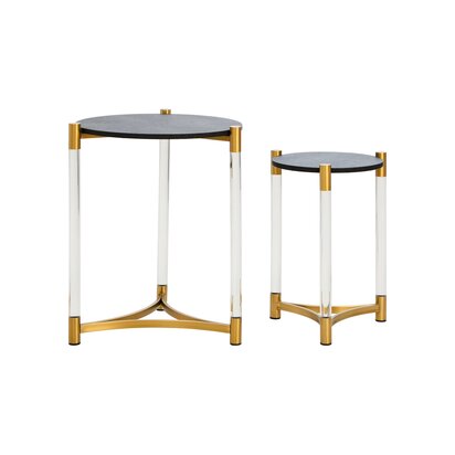 Pali Gold Finish Side Table With Caged Base
