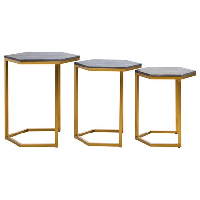 Pali Gold Finish Side Table With Caged Base