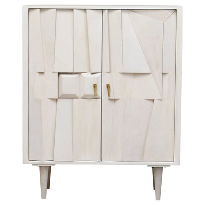 Winton Travertine Top Side Table With Black Acacia Wood Frame