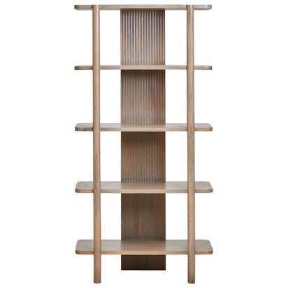 Womad Large Set Of 2 Wooden Side Tables With Travertine Tops