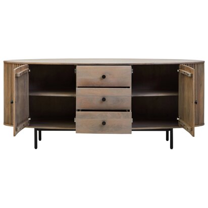 Womad Large Set Of 2 Wooden Side Tables With Travertine Tops