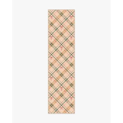 Bow Tartan Natural Flatwoven Rug - 75 x 305 cm - Rug + Pad System
