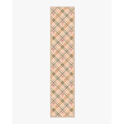 Bow Tartan Natural Flatwoven Rug - 75 x 365 cm - Rug + Pad System