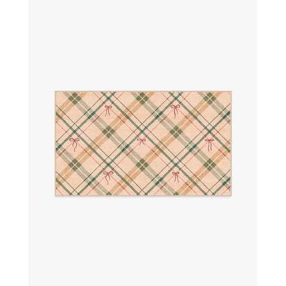 Bow Tartan Natural Flatwoven Rug - 90 x 150 cm - Rug + Pad System