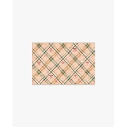 Bow Tartan Natural Flatwoven Rug - 60 x 90 cm - Rug + Cushioned Pad System