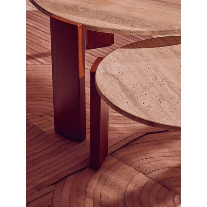 Wilbur White Marble Top and Black Finish Mango Wood Side Table