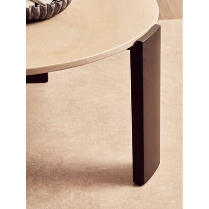 Wilbur Black and White Marble Top Side Table with Mango Wood Legs
