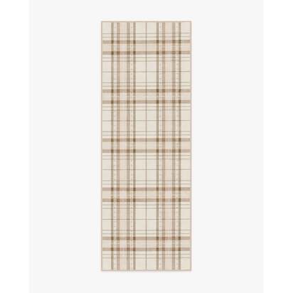 Heirloom Tartan Natural Flatwoven Rug - 75 x 215 cm - Rug + Pad System