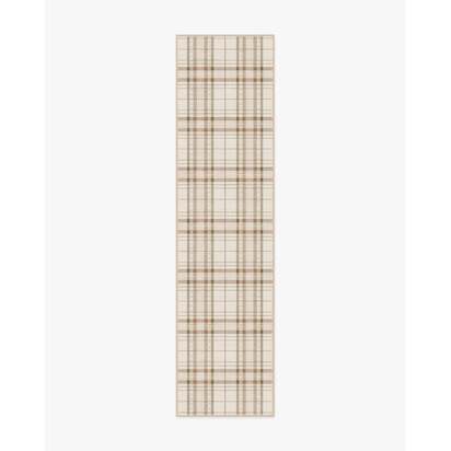Heirloom Tartan Natural Flatwoven Rug - 75 x 305 cm - Rug + Pad System