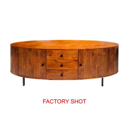 Babel Travertine and Mango Wood Curved Media Unit