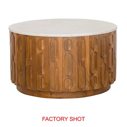 Barto Round Black Mango Wood Carved Ridge Side Table and Stool
