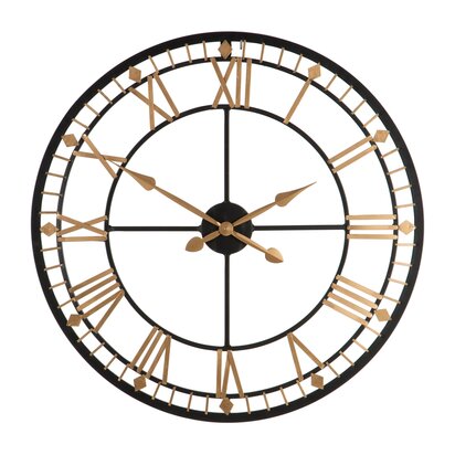 Caluelle Dia Black and Gold Metal Wall Clock