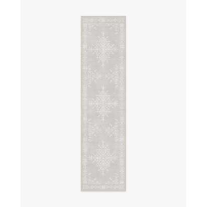 Snowstitch Soft Grey Flatwoven Rug - 75 x 305 cm - Rug + Cushioned Pad System