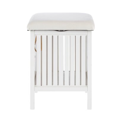 Salon White Bathroom Storage Stool with padded seat
