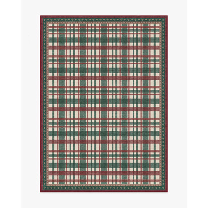 Stitchwork Check Green & Red Rug - 150 x 215 cm - All-In-One Rug