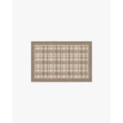 Stitchwork Check Natural Flatwoven Rug - 60 x 90 cm - Rug + Cushioned Pad System