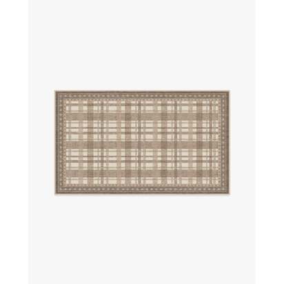 Stitchwork Check Natural Flatwoven Rug - 90 x 150 cm - Rug + Cushioned Pad System