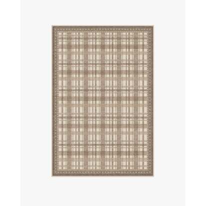 Stitchwork Check Natural Flatwoven Rug - 120 x 185 cm - Rug + Cushioned Pad System