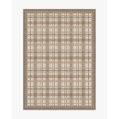 Stitchwork Check Natural Flatwoven Rug - 150 x 215 cm - Rug + Cushioned Pad System