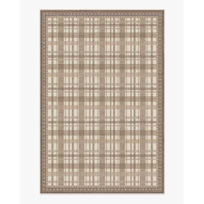 Stitchwork Check Natural Flatwoven Rug - 200 x 290 cm - Rug + Cushioned Pad System