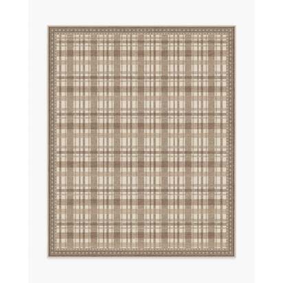 Stitchwork Check Natural Flatwoven Rug - 245 x 305 cm - Rug + Cushioned Pad System