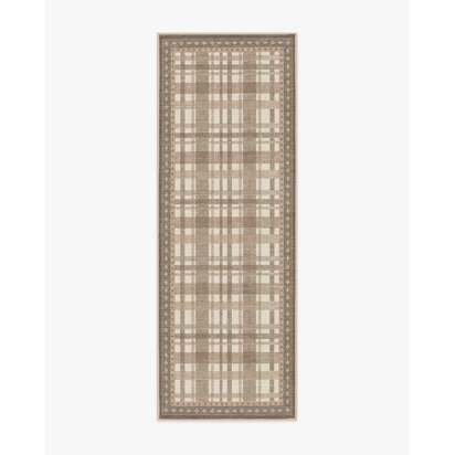 Stitchwork Check Natural Rug - 75 x 215 cm - All-In-One Rug
