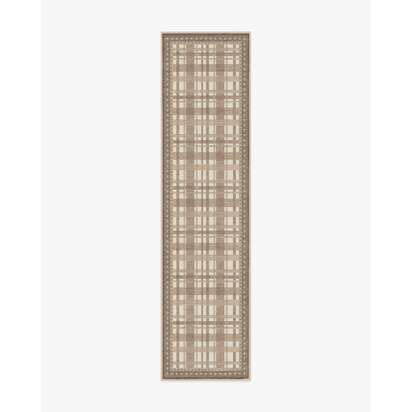 Stitchwork Check Natural Rug - 75 x 305 cm - All-In-One Rug