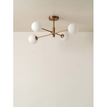 Chelvara - 4 light aged brass and opal flush