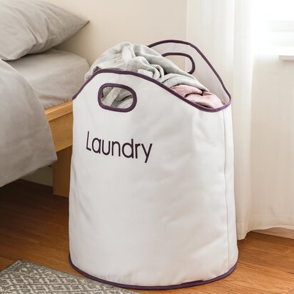 Clerbourne White and Purple Laundry Bag